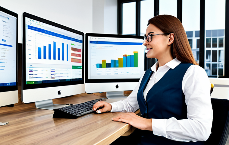 A professional micro-franchise owner, fully clothed in modest business casual attire, sitting at a modern desk in a bright, clean co-working space. They are engaging with multiple digital screens that display intricate business analytics, social media feeds, and e-commerce platforms, symbolizing online strategy and growth. The overall scene is well-lit, focusing on a forward-thinking atmosphere. Perfect anatomy, correct proportions, natural pose, well-formed hands, proper finger count, natural body proportions. Safe for work, appropriate content, fully clothed, professional, high-quality digital illustration.